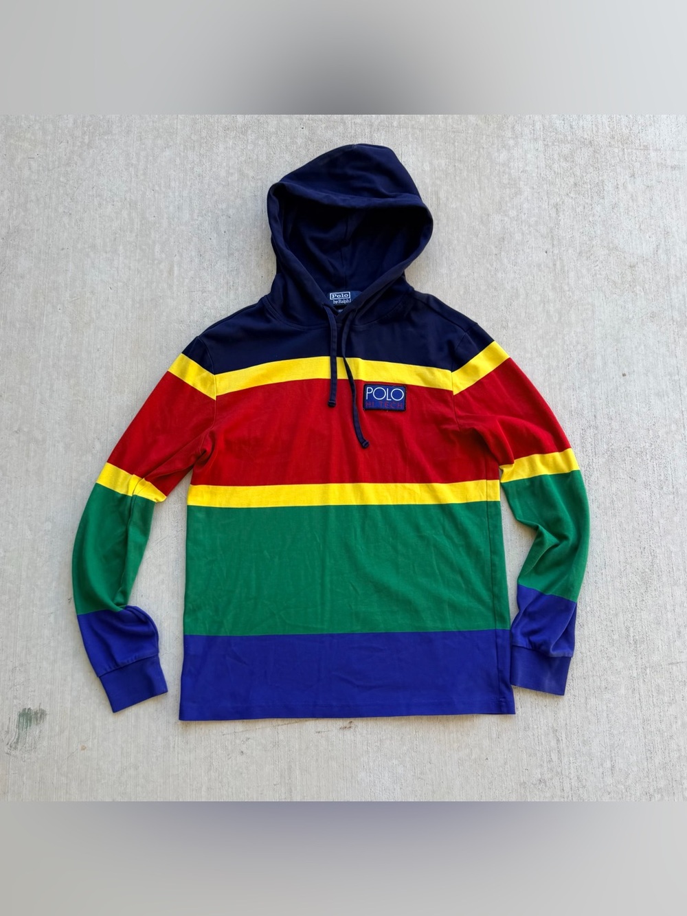 Polo Ralph Lauren Hi Tech Hoodie Men Small Pullover Striped Lightweight